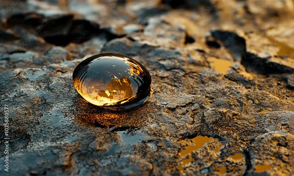 Water Drop on a Rock Reflecting the Earth and Sky Water Drop on a Rock Reflecting the Earth and Sky