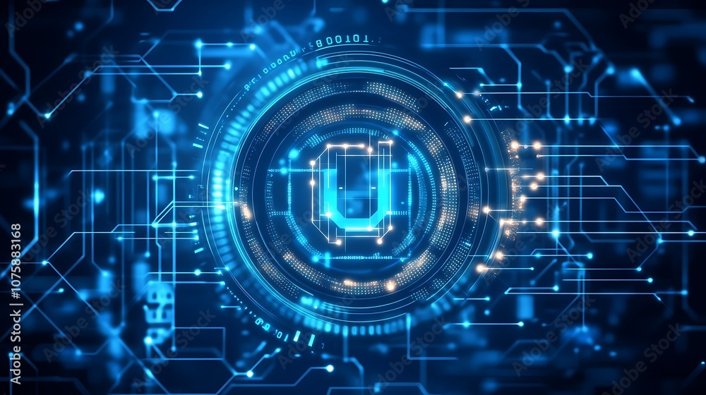 A futuristic digital interface showcasing circuit patterns and glowing elements, symbolizing technology and innovation. A futuristic digital interface showcasing circuit patterns and glowing elements, symbolizing technology and innovation.
