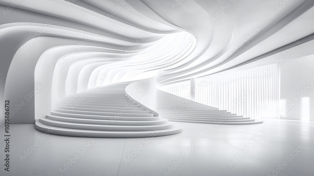 Fototapeta premium Elegant Spiral Stairs in Minimalist Architectural Space