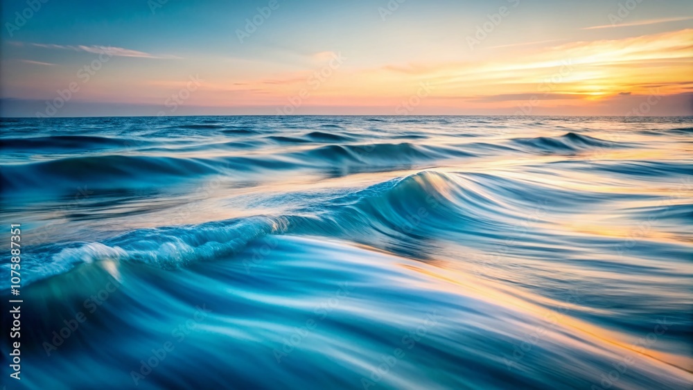 Obraz premium Mesmerizing Long Exposure of Sea Water Surface on White Background, Capturing the Fluid Motion and Serenity of Ocean Waves in a Minimalist Style