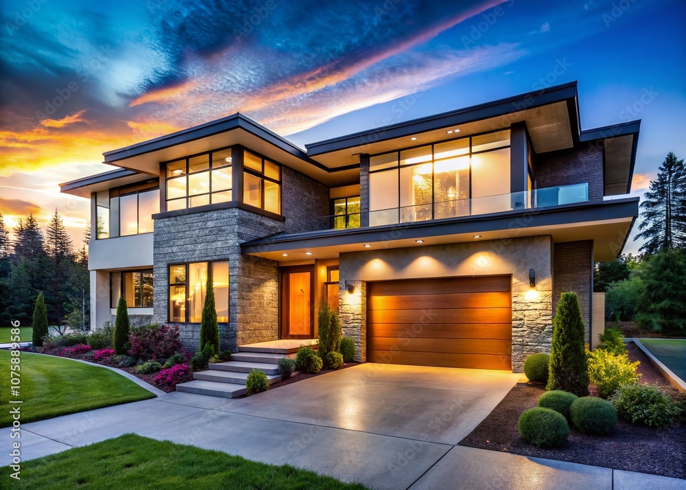 Modern House Exterior in a Minimalist Style with Empty Background for Real Estate Promotion and 3D Rendering Showcase of Contemporary Architecture Design Modern House Exterior in a Minimalist Style with Empty Background for Real Estate Promotion and 3D Rendering Showcase of Contemporary Architecture Design