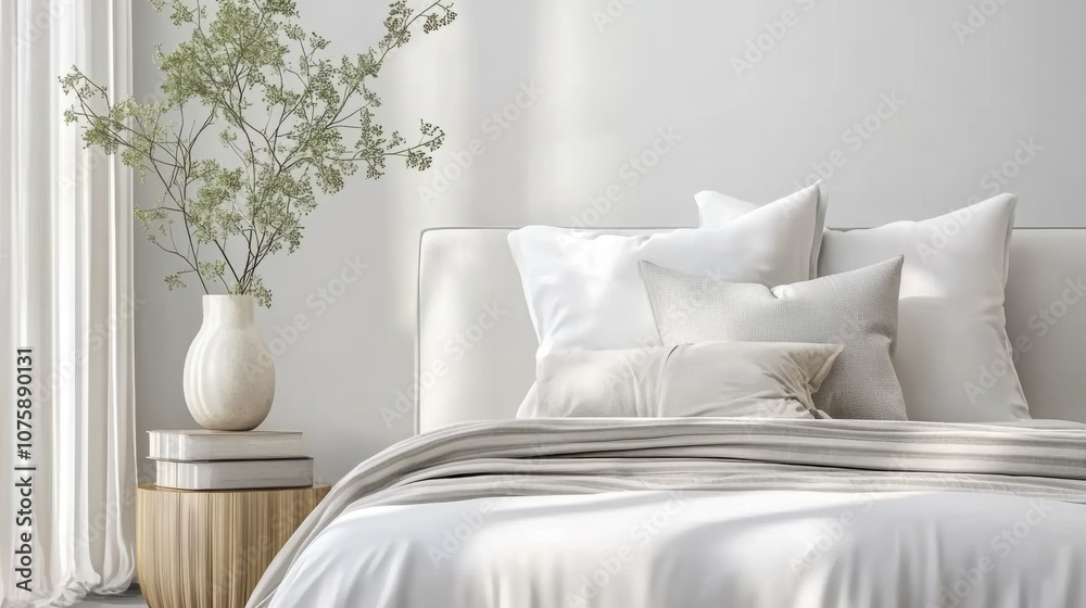 Pastel beige and grey bedroom Minimalist interior design of modern Pastel beige and grey bedroom Minimalist interior design of modern