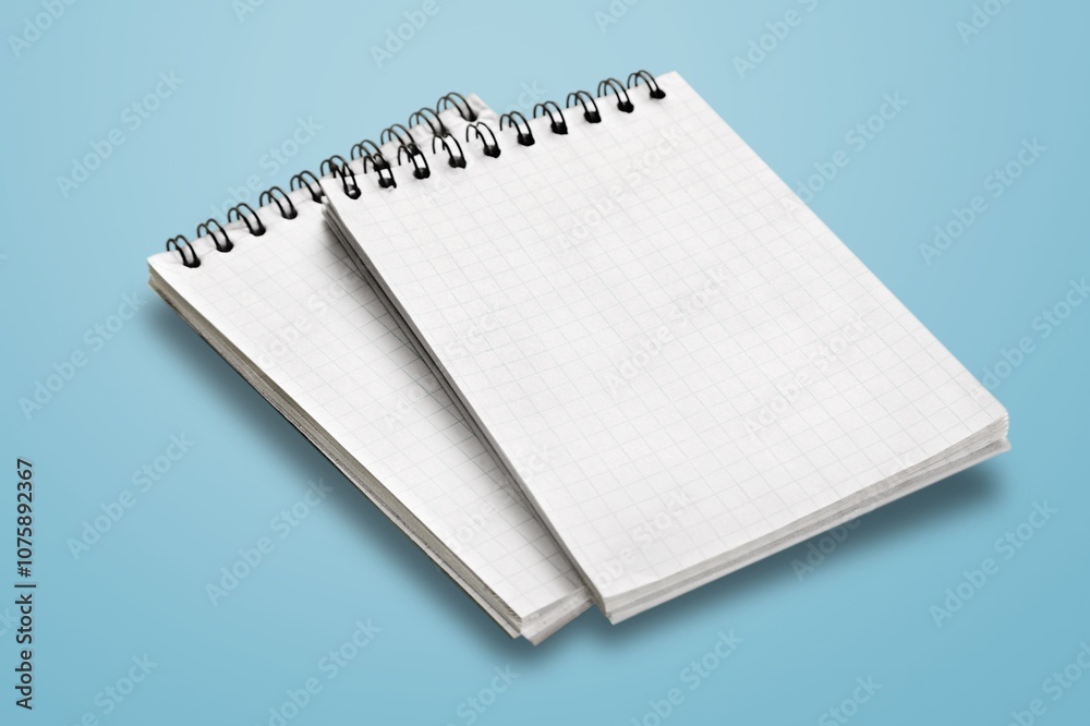 Top view of blank notebook and pen on background Top view of blank notebook and pen on background