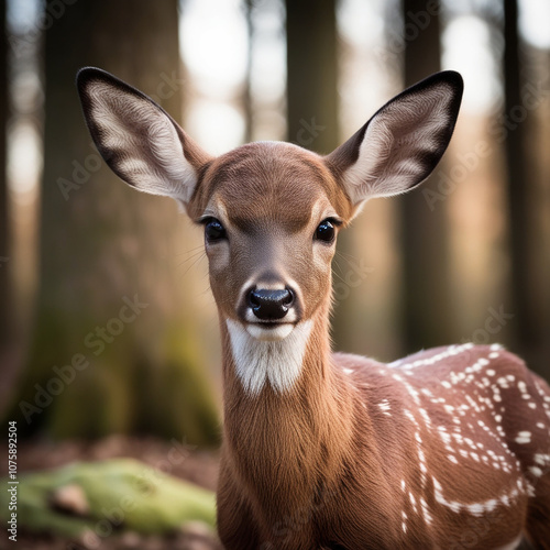 Young deer closeup portrait