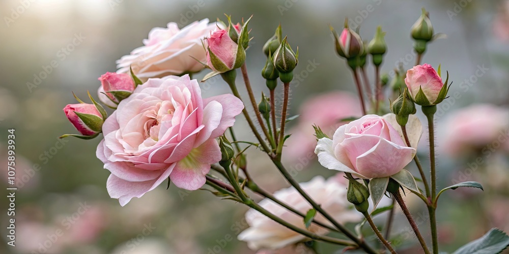 Close-up of delicate rosebuds and petals with blurred background, roses, flowers, petals, buds, beauty, fragrance, organic Close-up of delicate rosebuds and petals with blurred background, roses, flowers, petals, buds, beauty, fragrance, organic