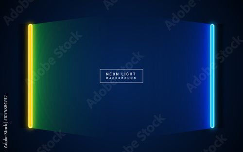 Neon lights align with empty space background