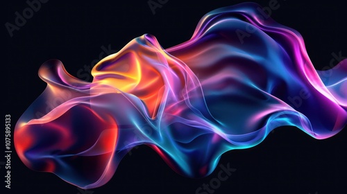 Abstract colorful holographic waves in colorful gradient design moving on black background