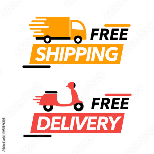 Free delivery service logo badge. Free shipping order icon vector