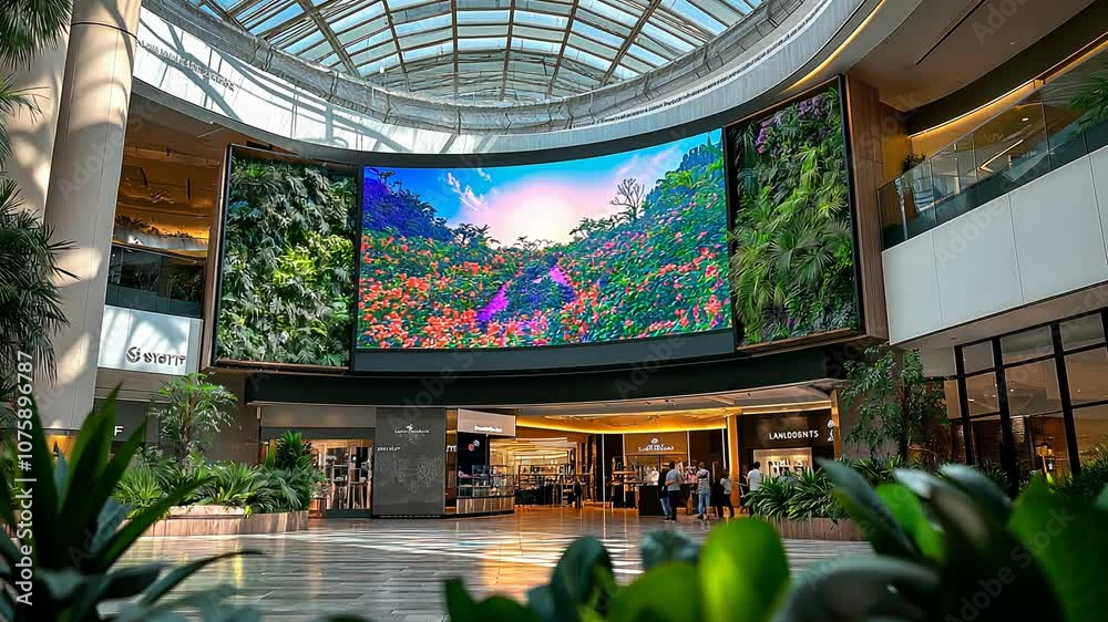 Giant digital signage screen in a mall