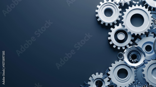 Abstract techno gear background with geometric colorful gear wheels. Space for gear text. Vector gears modern mechanism industrial . Technology gears photo