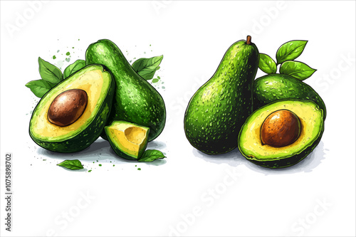 A vector illustration clipart style. Avocado Vector.