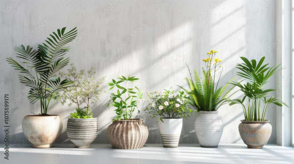 Stylish and botany composition of home interior garden filled a lot of plants in different design