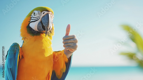 Beach Macaw Thumbs Up