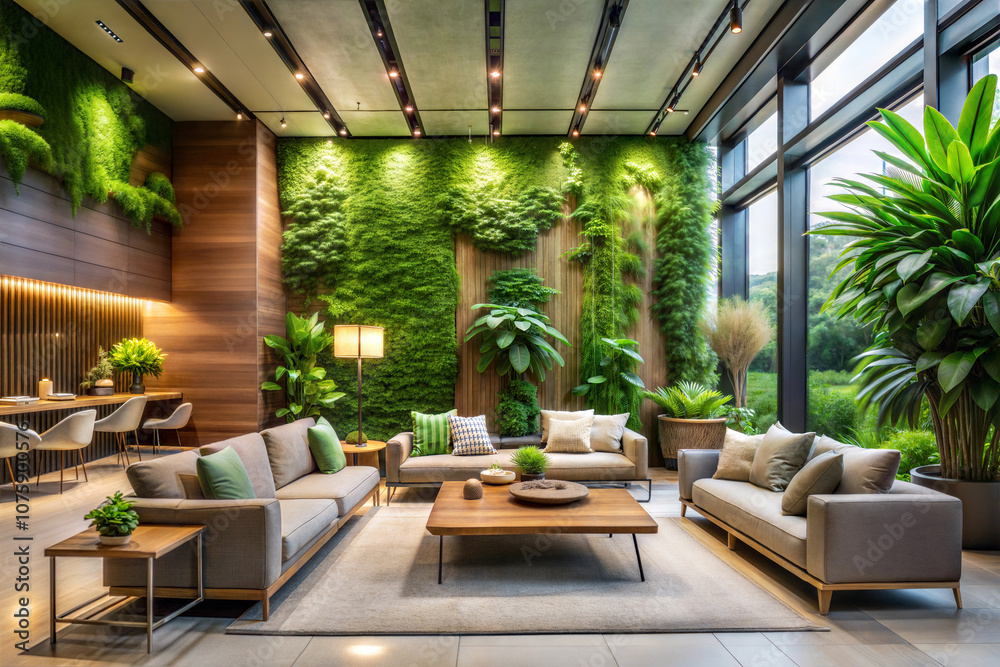 Luxury Living Room with Indoor Garden Luxury Living Room with Indoor Garden