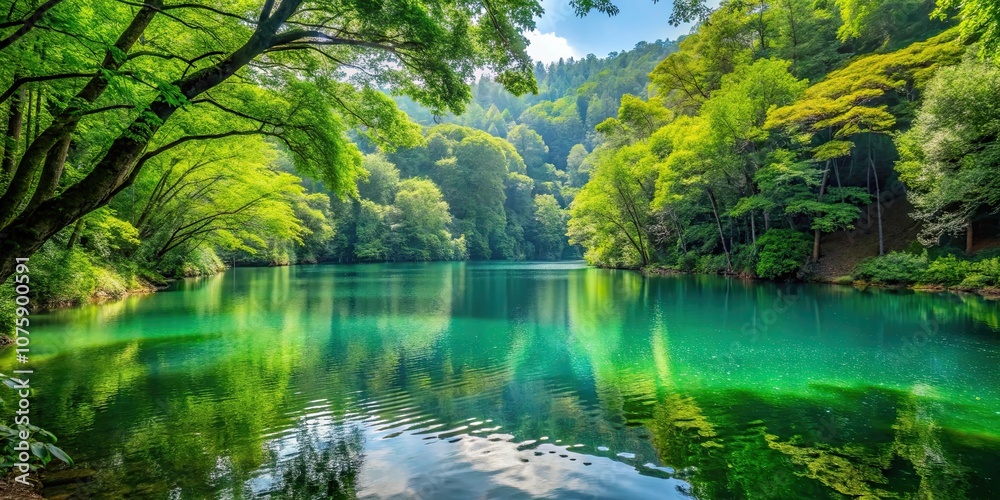 Tranquil green lake nestled in verdant forest setting, serene, green, lake, lush, forest, landscape, peaceful, tranquil Tranquil green lake nestled in verdant forest setting, serene, green, lake, lush, forest, landscape, peaceful, tranquil