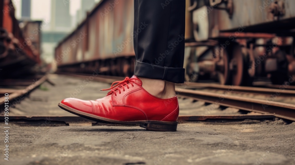 Red Shoe on Train Tracks Red Shoe on Train Tracks