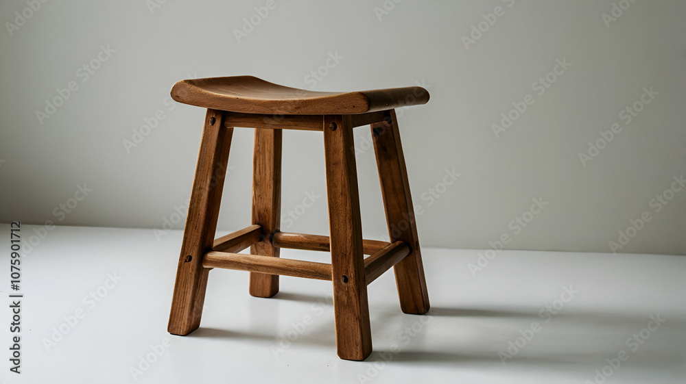 wooden Stool on white wooden Stool on white