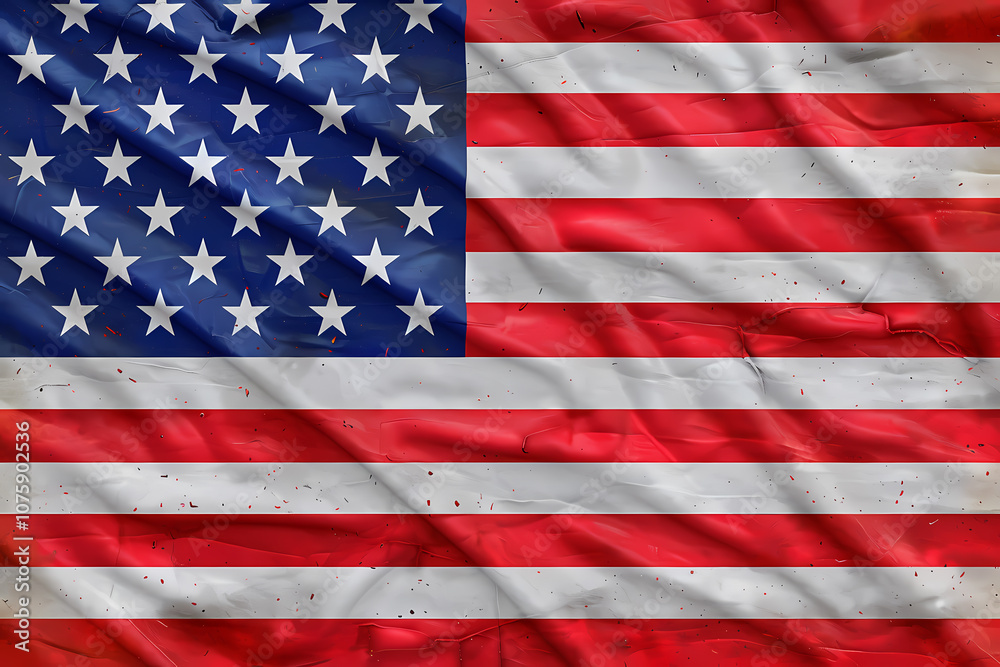 Obraz premium A beautifully textured, waving American flag showcasing its red, white, and blue colors and iconic stars and stripes.