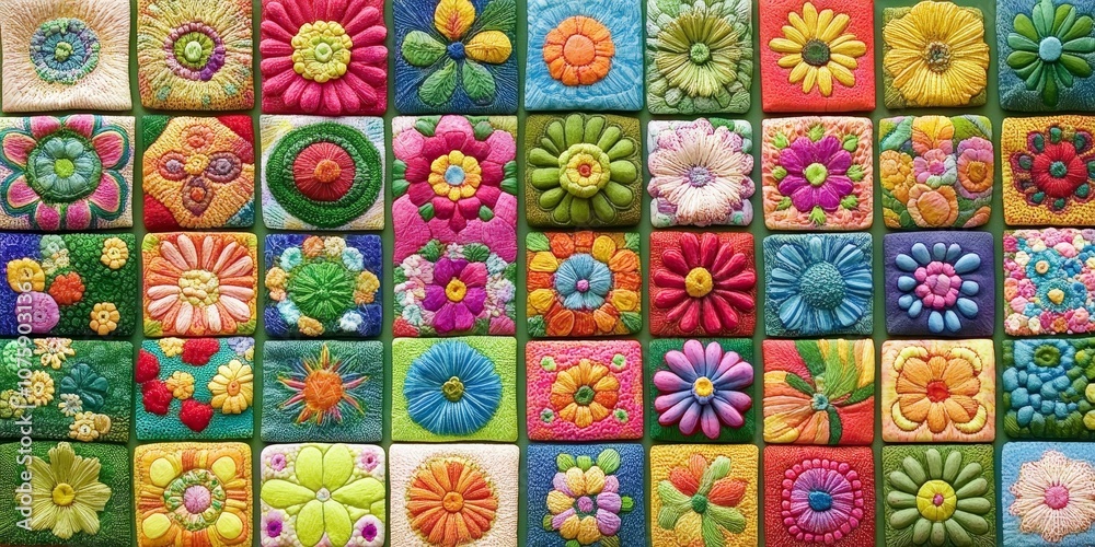 A Tapestry of Floral Embellishments Handmade Polymer Clay Flowers in a Grid Composition A Tapestry of Floral Embellishments Handmade Polymer Clay Flowers in a Grid Composition