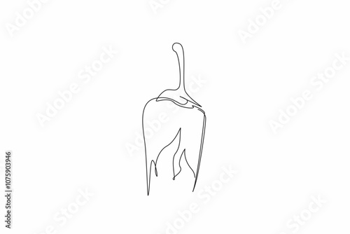 Single continuous line drawing shape of a chili pepper with flames emerging from its base. The chili pepper associated with spice and passion. National Chili Day. One line design vector illustration