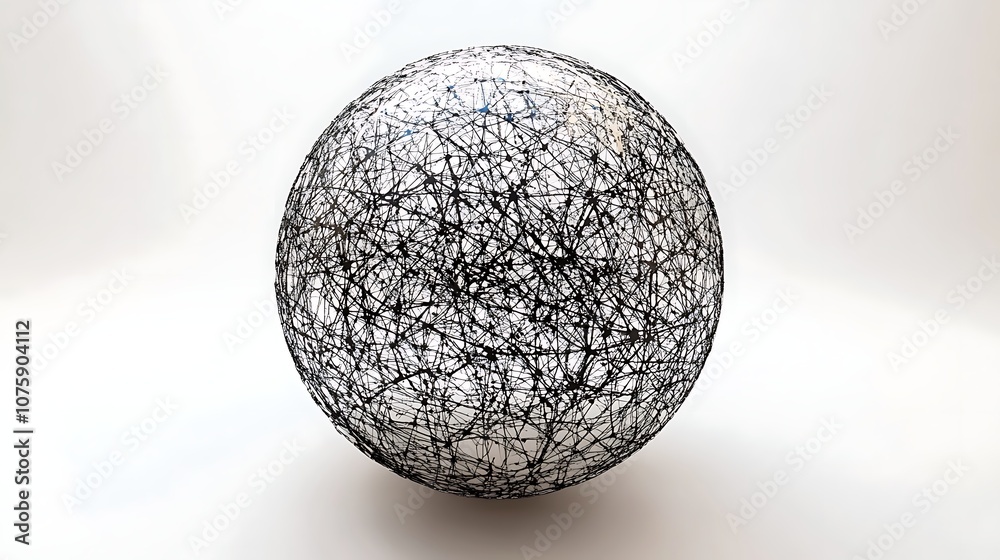 a sphere with connection lines and dots in white background a sphere with connection lines and dots in white background