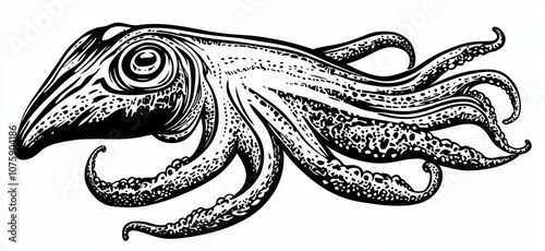 Black and White Line Art Il...