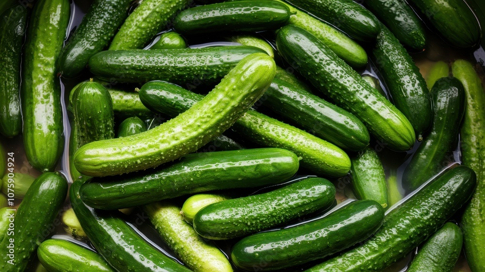 Freshly Pickled Cucumbers in Jar Close-up with Seed Details Freshly Pickled Cucumbers in Jar Close-up with Seed Details
