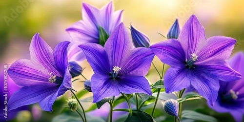 Purple Bellflowers in Soft ...