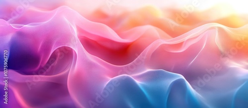 Abstract colorful gradient fabric waves with a blurred background.