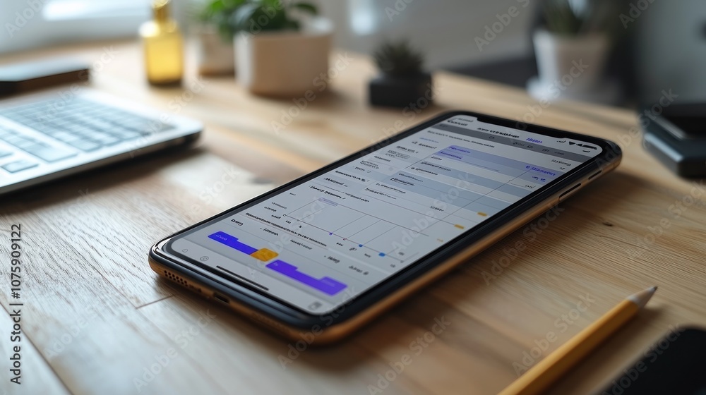 Smartphone on a Wooden Desk
