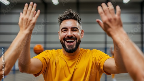 Celebrating a basketball victory with joy and enthusiasm