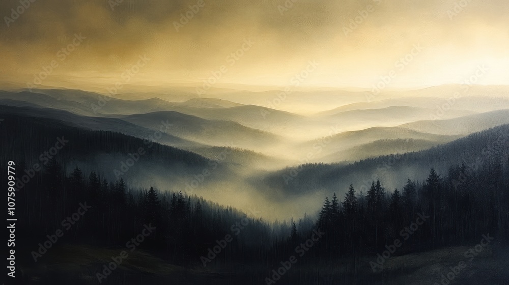 Obraz premium Misty Mountain Sunrise
