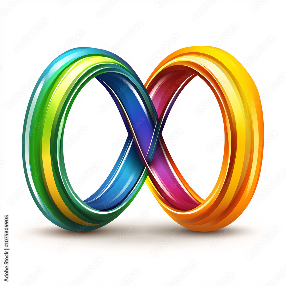A vibrant, interwoven design featuring colorful rings, symbolizing unity, infinity, and interconnectedness.