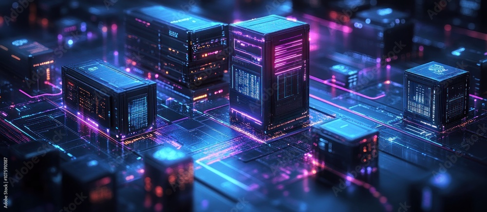 Obraz premium Abstract Futuristic Server Network Illustration