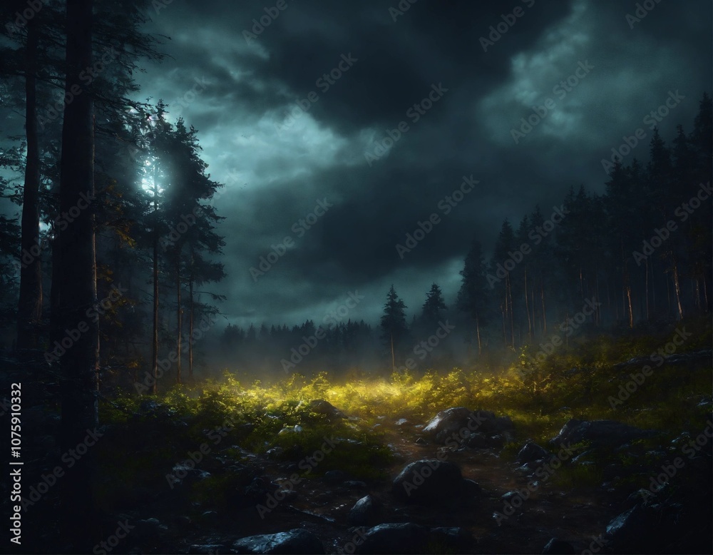 Obraz premium forest in the fog