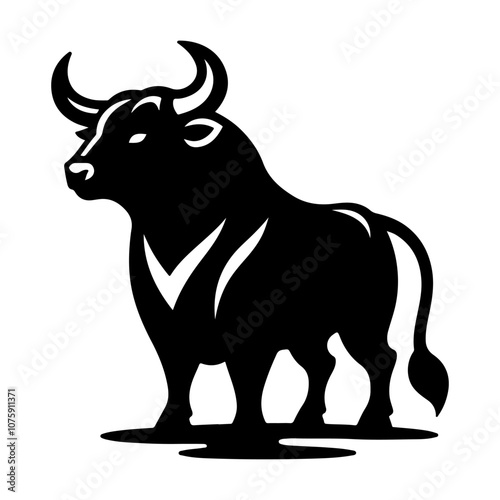 Bull silhouette vector. Bull logo icon. Bull standing silhouette vector isolated.