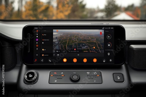 Obraz na płótnie Navigation Screen in Car Interior w salonie