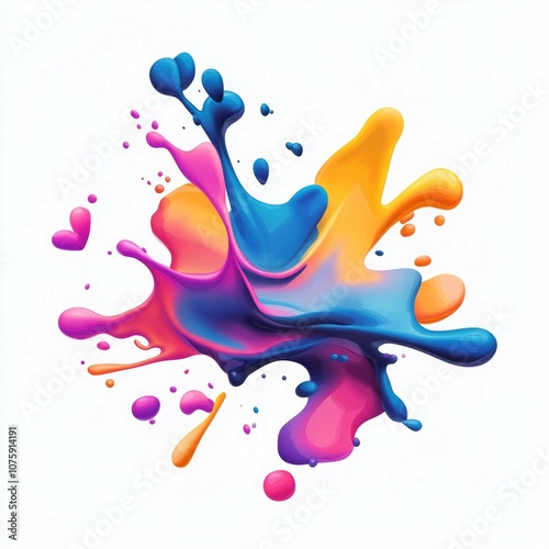 Colorful paint splash. Isolated design element on the transparent background