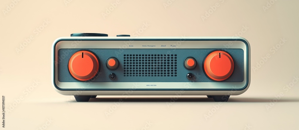 Fototapeta premium Vintage Radio with Orange Knobs