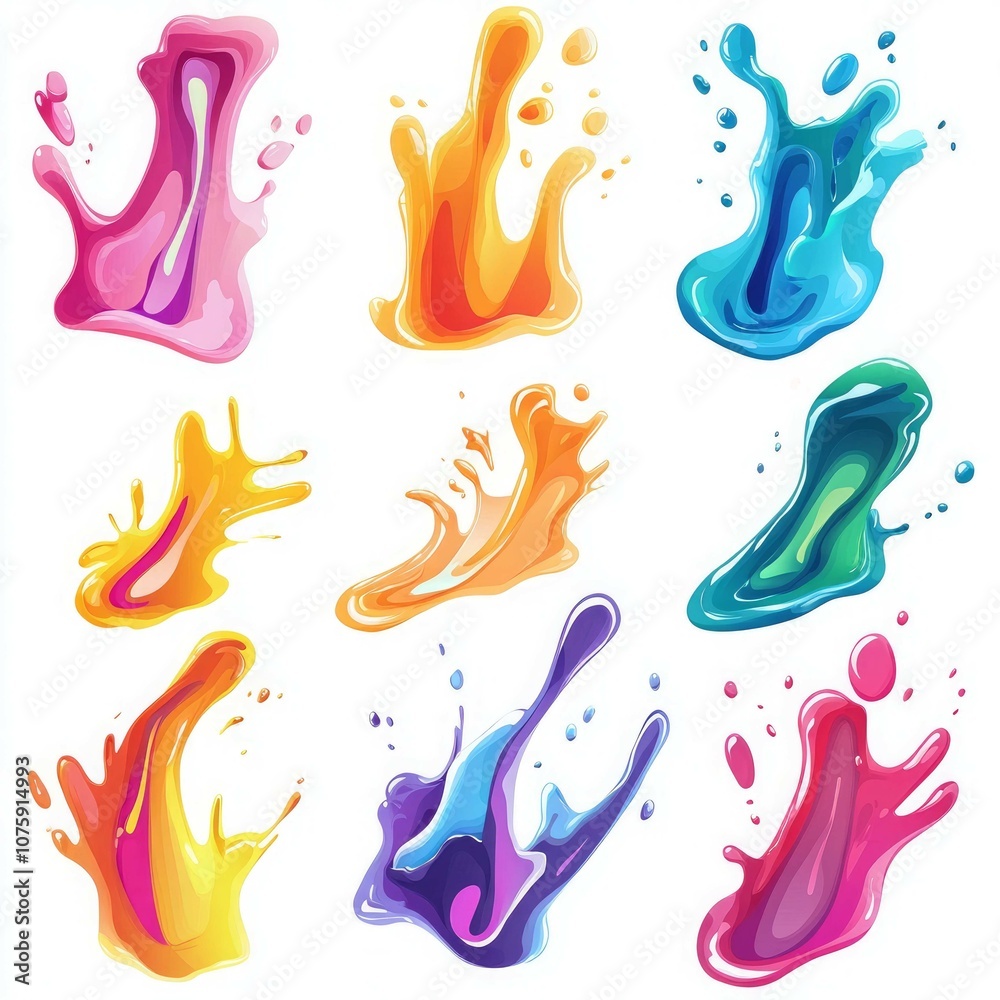 Colorful paint splash. Isolated design element on the transparent background Colorful paint splash. Isolated design element on the transparent background