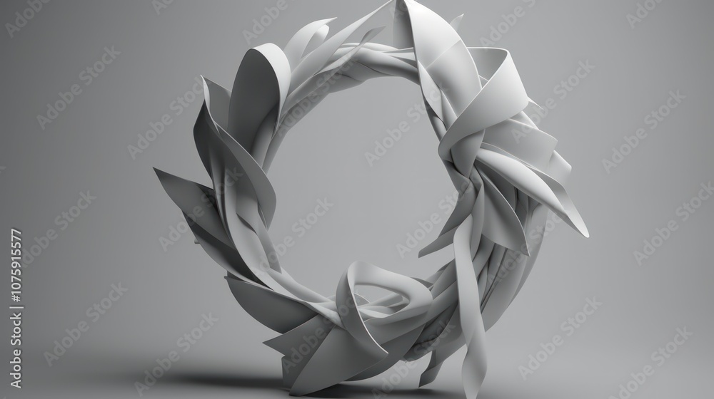 Fototapeta premium A minimalist 3D outline of a wreath bow with clean, simple lines.