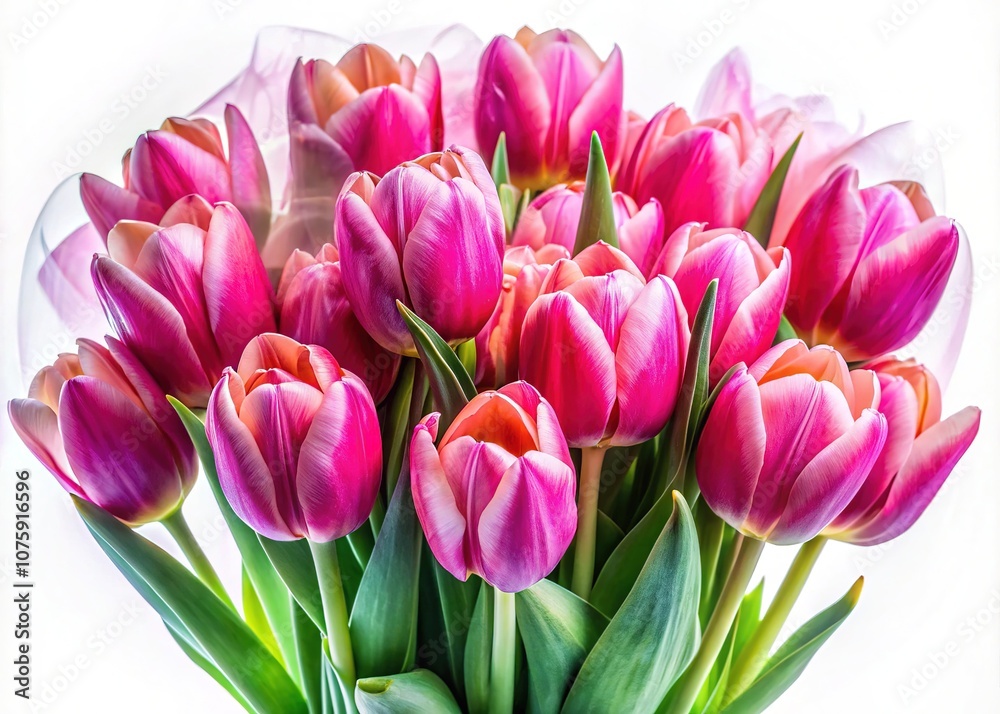 Double Exposure Pink Tulip Bouquet - Design Element Double Exposure Pink Tulip Bouquet - Design Element