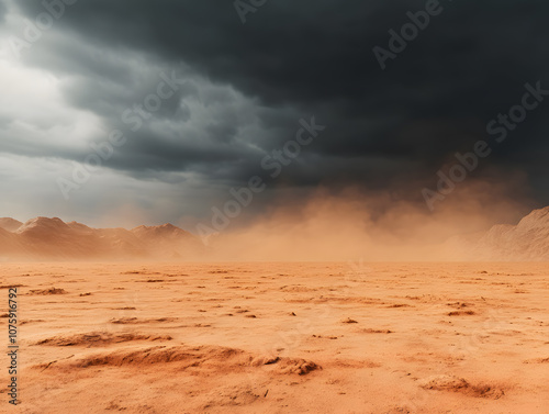 Dust storm sweeps across desert landscape