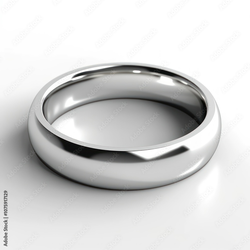 A minimalist 3D-rendered plain silver ring, placed on a white background with subtle lighting and soft shadows. A minimalist 3D-rendered plain silver ring, placed on a white background with subtle lighting and soft shadows.