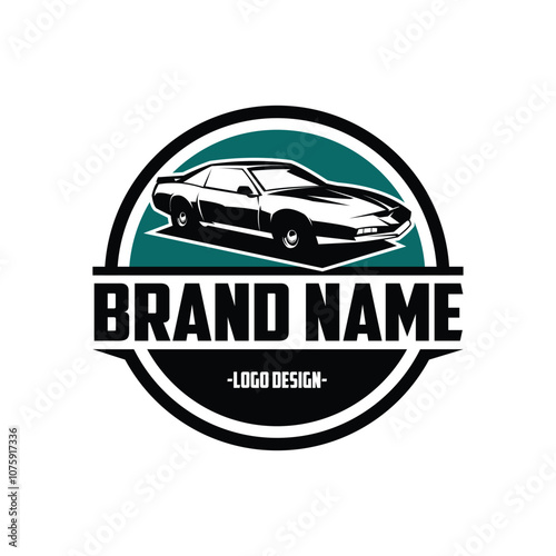 Knight Rider car logo. vintage car silhouette with side view on white background. premium simple design. best for logo, badge, emblem, icon, sticker design. available in eps 10