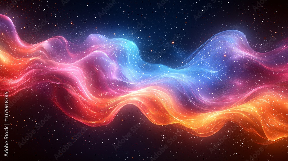 Explore elegant neon waves flowing through space Explore elegant neon waves flowing through space