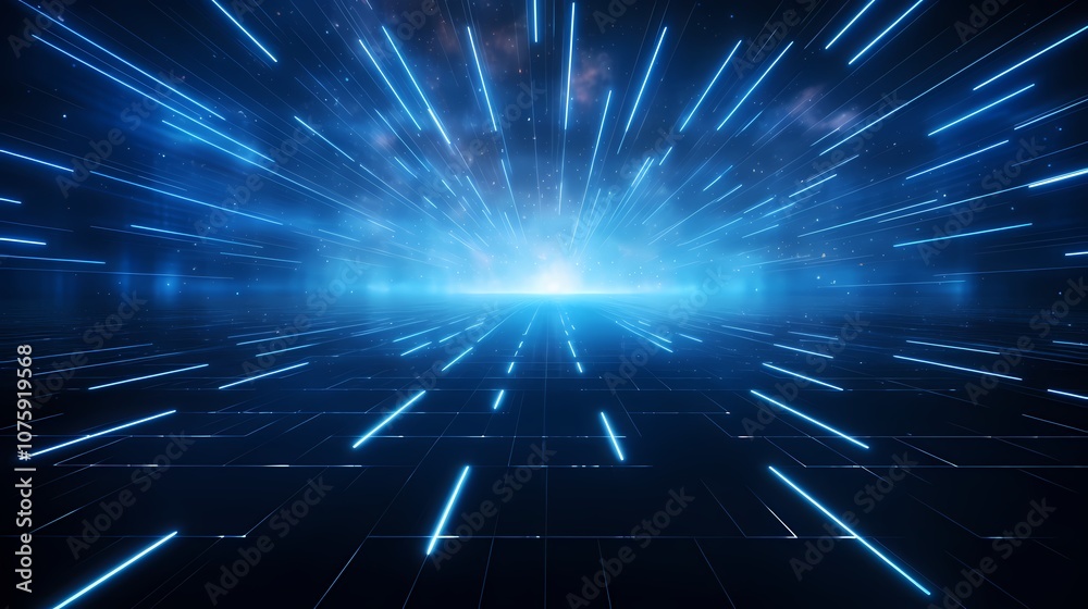 digital technology blue grid point line light beam poster background digital technology blue grid point line light beam poster background