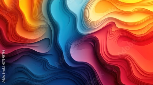 Abstract background with colorful wavy lines in red, blue, orange, yellow, and purple.