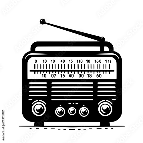 Retro radio vector illustration isolated, classic design, vintage radio icon, ideal for music or nostalgia-themed graphics
