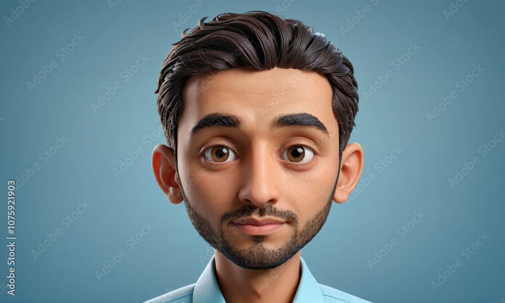 Obraz premium A man with a beard and brown hair is shown with his eyes closed